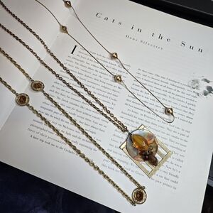 Bandle Of Three Elegant Gold Long Chain Necklaces